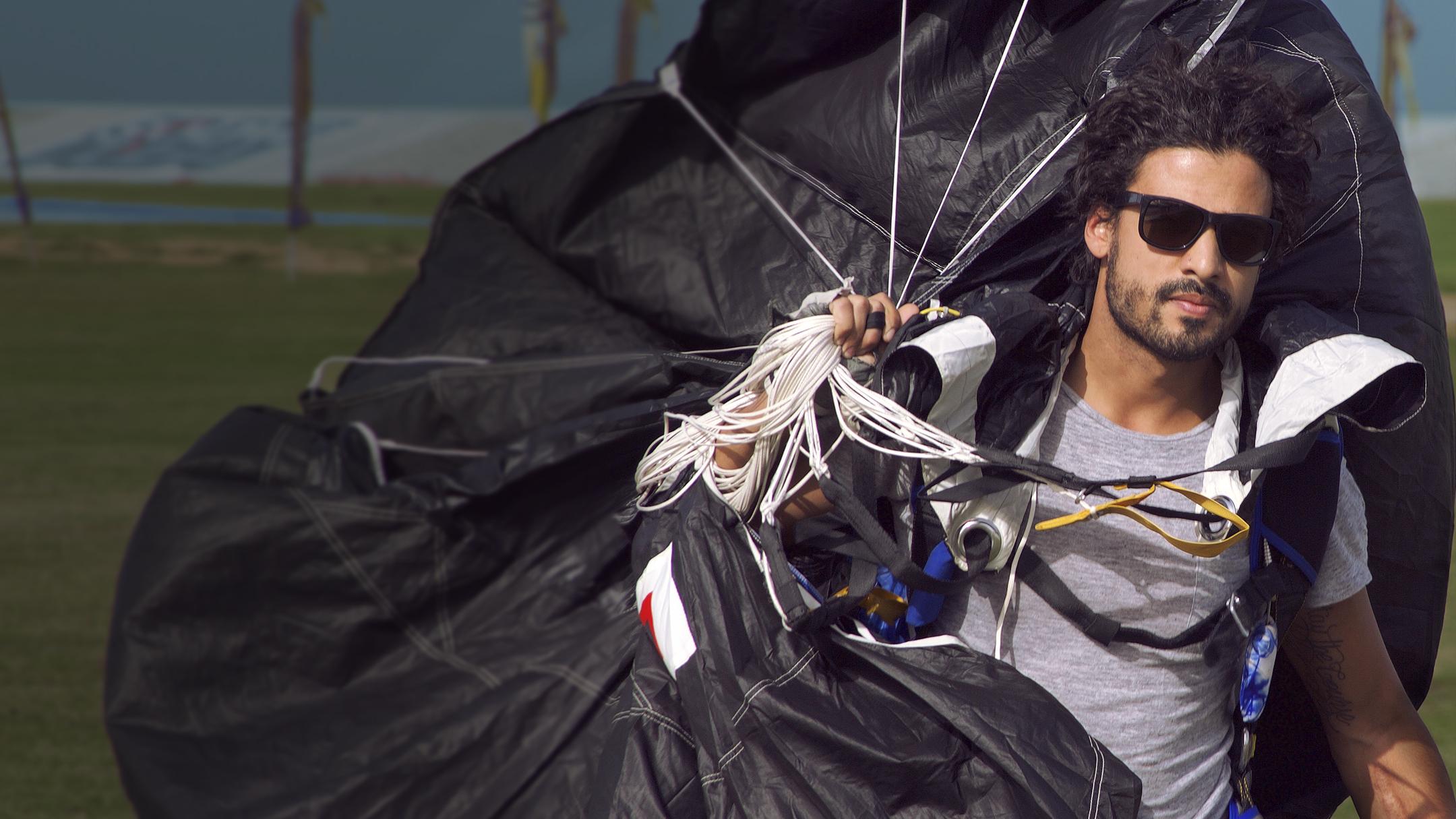 Man with parachute