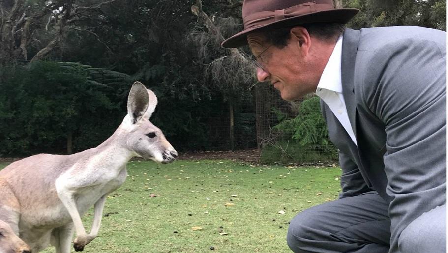 Richard Quest meets a kangaroo