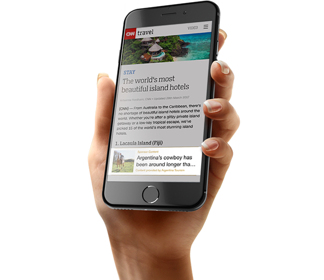 native content on mobile phone screen