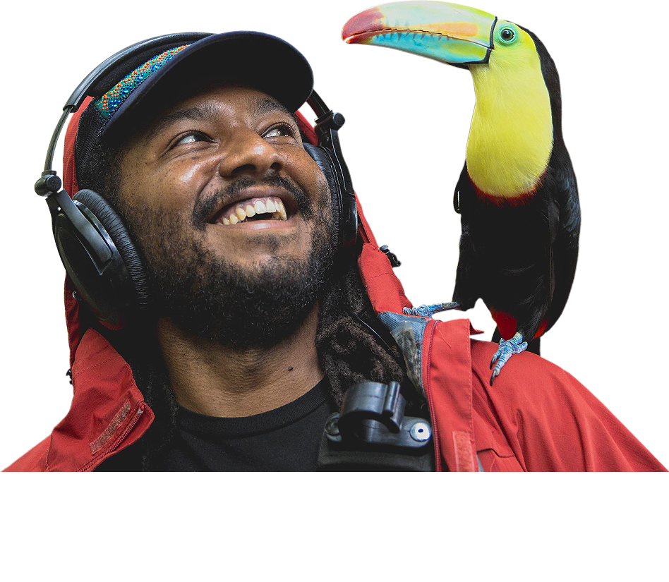 man with toucan